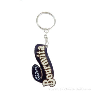 Customized Logo Metal Iron Keyrings / Metal Keychains, Lacquered Colors And Gold Finish